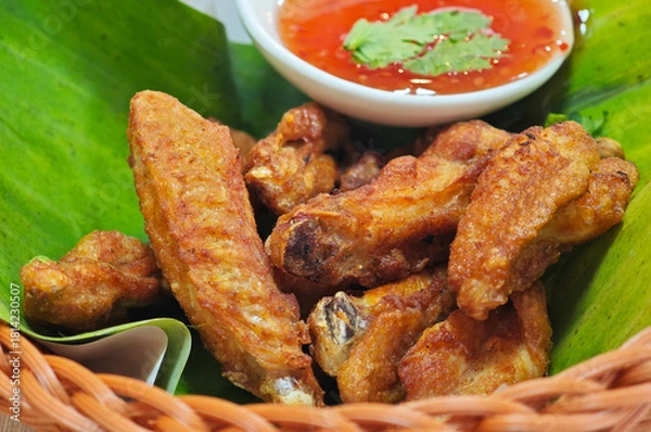 Obraz fried wing chicken on basket