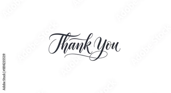 Fototapeta Elegant Calligraphic Thank You Text Isolated on White Background Graphic