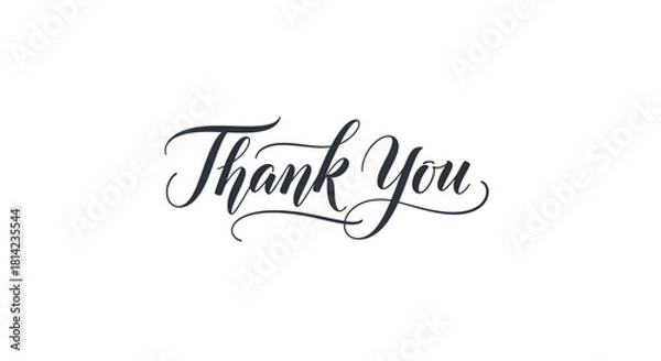Fototapeta Elegant Thank You Calligraphy on White Background for Cards and Designs