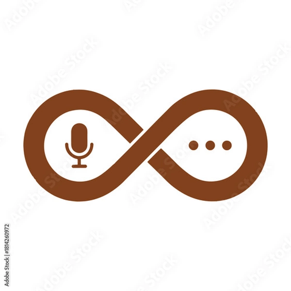 Obraz Brown infinity symbol with microphone and speech bubble icons vector