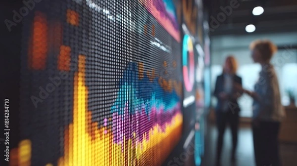 Obraz Digital Planning Board Close Up with Colorful Data Visualizations