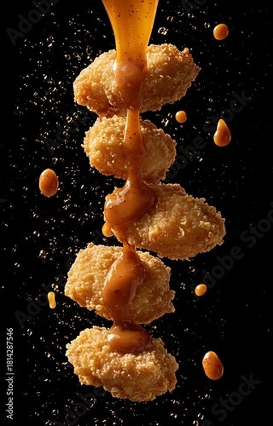 Fototapeta Gourmet Chicken Nuggets with Dipping Sauce