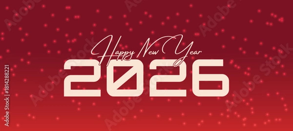 Fototapeta Happy New Year 2026 Typography on Red Festive Background