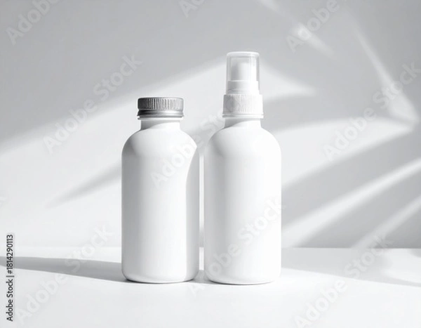 Obraz "Whispers of Purity: Twin White Bottles in Soft Natural Light"