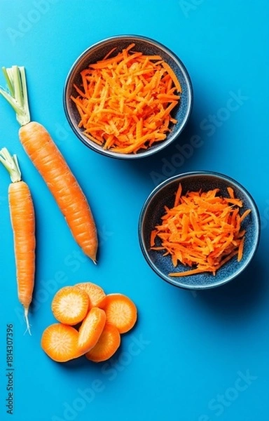 Obraz Vibrant Carrot Bowls Displayed from Above