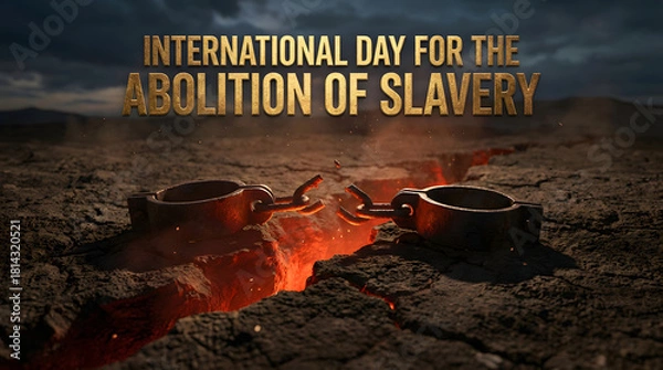 Fototapeta Powerful Symbol of Freedom Shattered Shackles on Abolition of Slavery Day