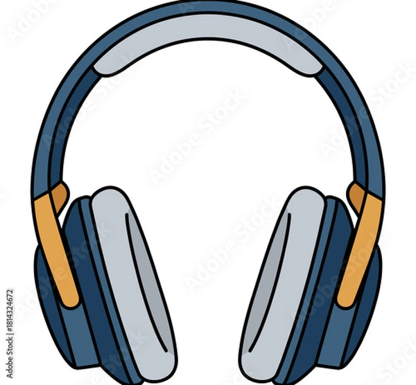 Obraz Minimal line art vector illustration of large over-ear headphones