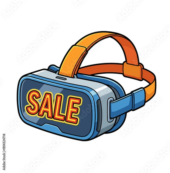 Obraz Vector illustration of a VR headset with Sale text on the lens