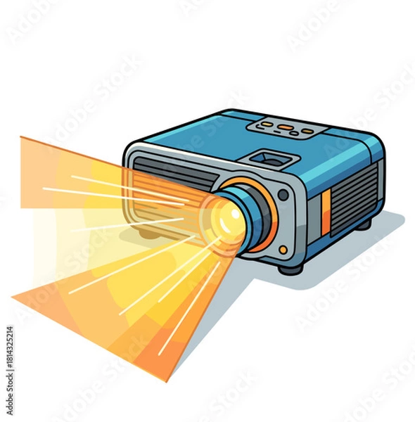 Obraz Vector illustration of a home video projector with a light beam