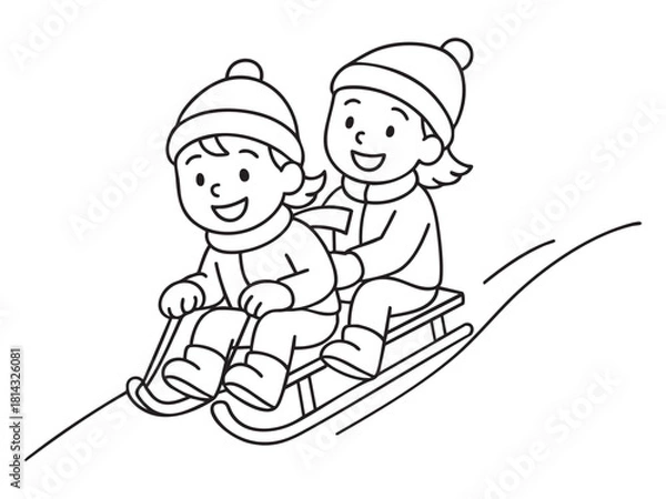 Obraz Children's winter coloring book on transparent background 