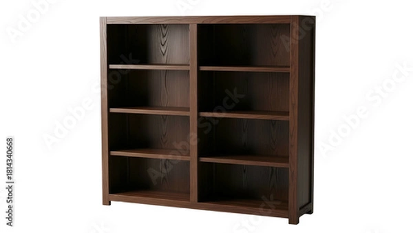 Obraz A tall, brown wooden bookshelf with multiple shelves, ideal for storage or display