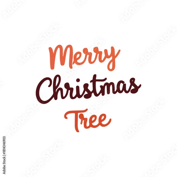Obraz create a handwritten typography  of graphic T-shirt design text "merry chirstmas tree
