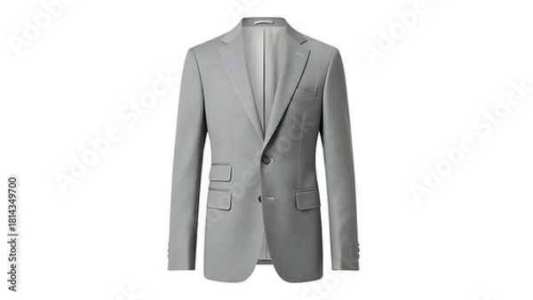 Obraz A light gray, single-breasted blazer with a notched lapel, two front pockets, and a button