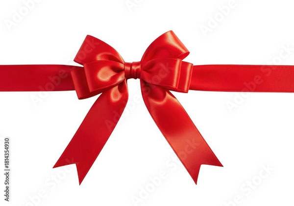 Fototapeta Red ribbon bow isolated on transparent background