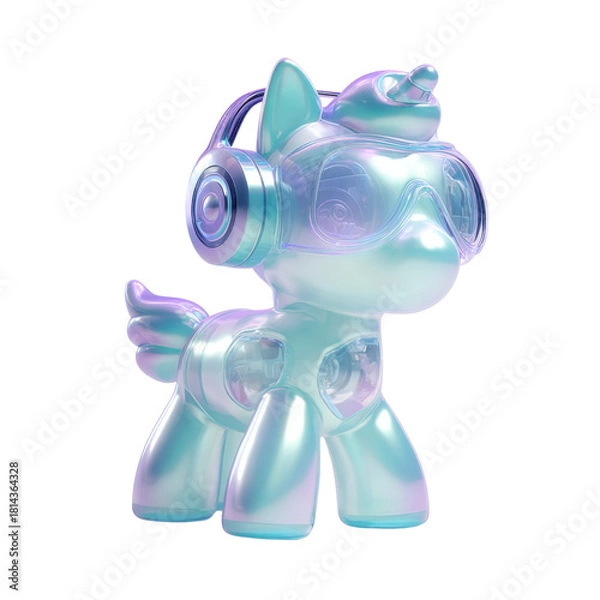 Fototapeta 3D Art Toy blind box design, anthropomorphic pony mascot IP. Core style is a minimalist trendy figure, 
