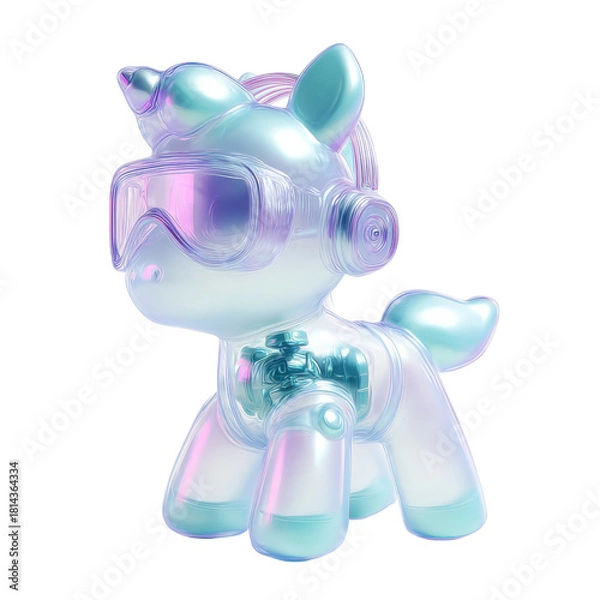 Fototapeta 3D Art Toy blind box design, anthropomorphic pony mascot IP. Core style is a minimalist trendy figure, 
