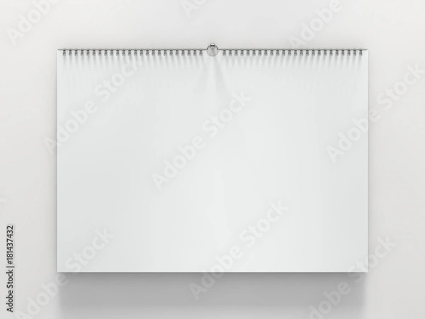 Obraz Blank design horizontal calendar template with soft shadows. 3D rendering