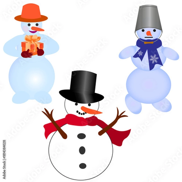 Obraz snowman with hat and scarf