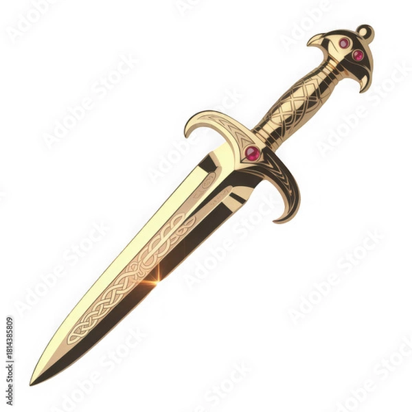 Obraz Gold dagger isolated on transparent background.