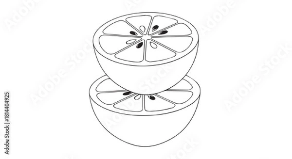 Fototapeta Two Halved Oranges Stacked Together Showcasing Fresh Citrus Fruit.