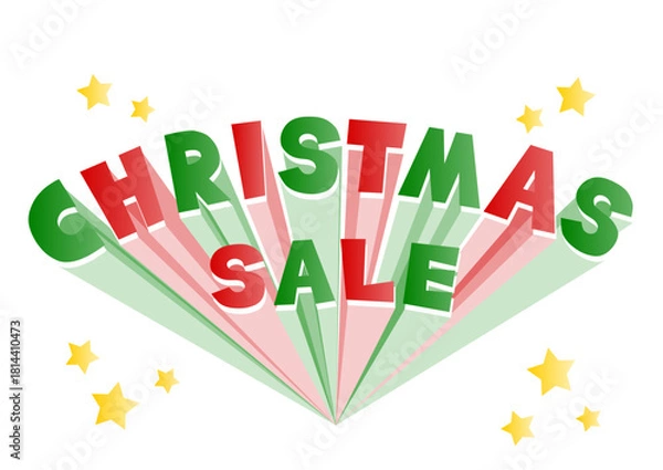 Fototapeta クリスマスセールの飛び出す文字ベクターイラスト