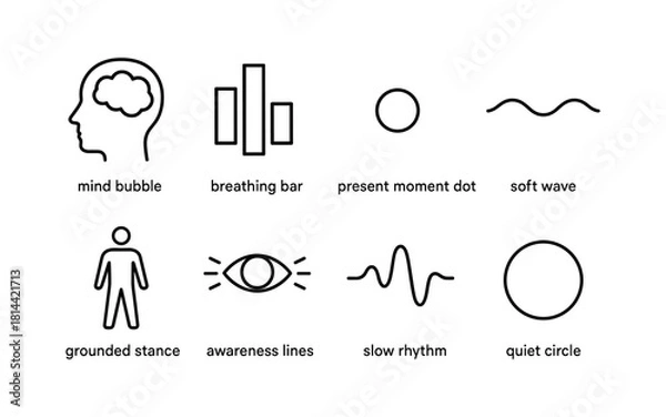 Obraz Minimalist symbols representing mindfulness and relaxation concepts