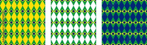 Obraz brazil flag rhombus pattern set. vector illustration