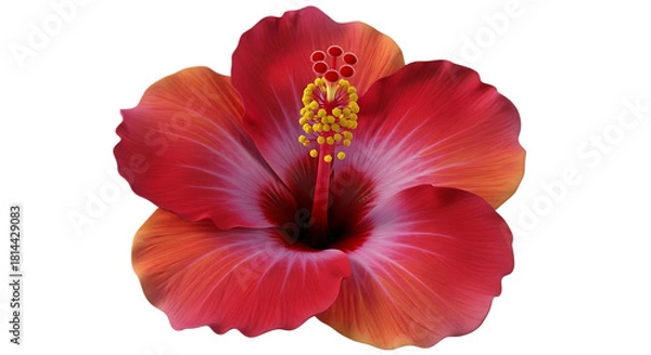 Obraz Vibrant red and orange hibiscus flower isolated on transparent background