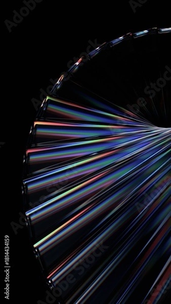 Obraz Futuristic glass structure on black background, vertical orientation, 3d render