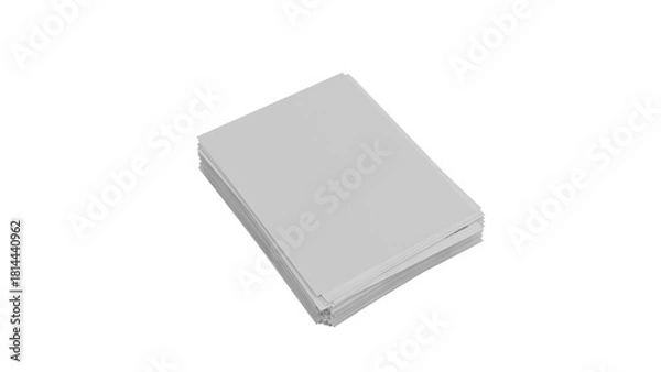 Obraz 3D Render a stack of white paper on a white surface