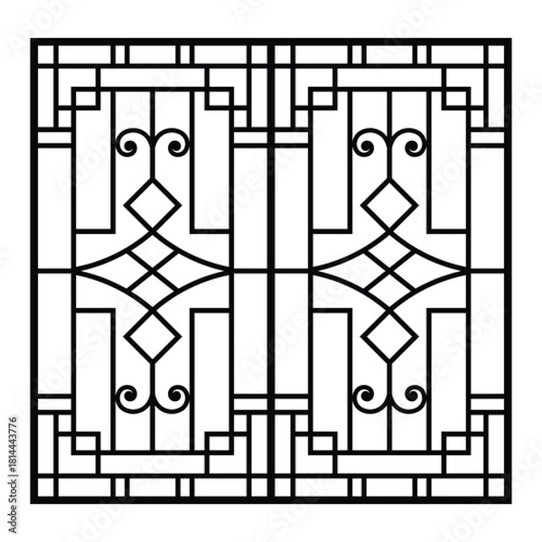 Obraz Geometric Art Deco Window Grill Vector Design