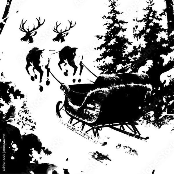 Fototapeta reindeer sled on the snow