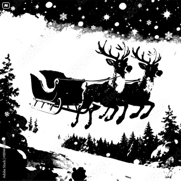 Obraz reindeer sled on the snow