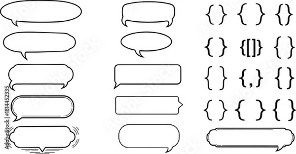 Fototapeta Hand drawn speech bubbles and brackets for creative design elements