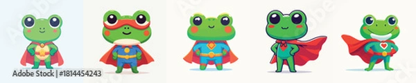 Obraz cute frog vector in superhero costume