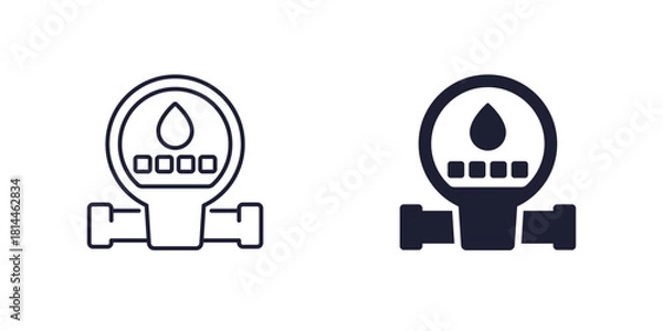 Obraz water meter icon, line and solid design