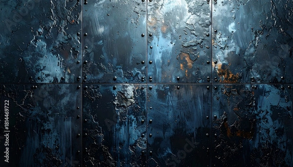 Fototapeta The image depicts the rough and rugged texture of a textured metallic wall
