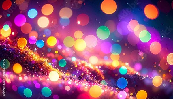 Fototapeta Bokeh lights in various colors abstract background festive and celebratory concept
