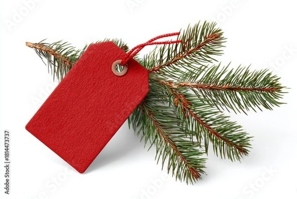 Fototapeta christmas tree with blank tag