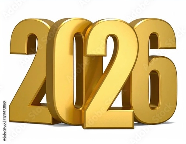 Obraz Gold "2026" year; rendered perspective view