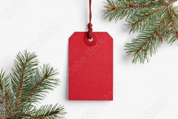 Fototapeta christmas tree with blank tag