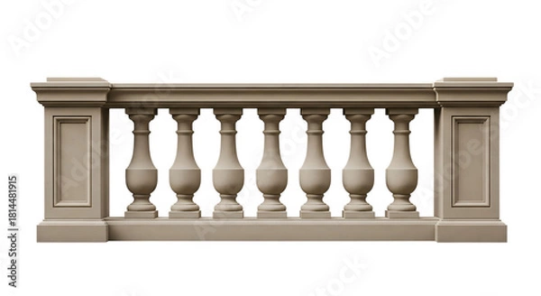 Fototapeta Elegant classical balustrade with ornate balusters isolated on transparent background