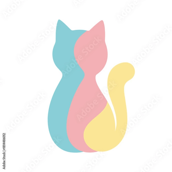 Obraz Playful pastel cats create a cute and modern design element for any project
