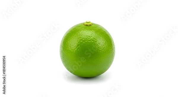 Fototapeta Single fresh green lime fruit isolated on white background