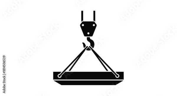 Obraz Simple black and white illustration of an industrial lifting crane with a platform
