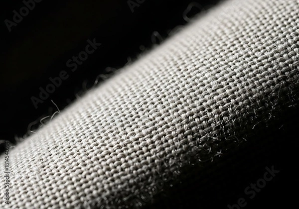 Obraz A Detailed Close Up Of Woven Fabric Texture, Showcasing Individual Fibers And A Tight Weave Pattern. Perfect For Backgrounds And Material Studies.