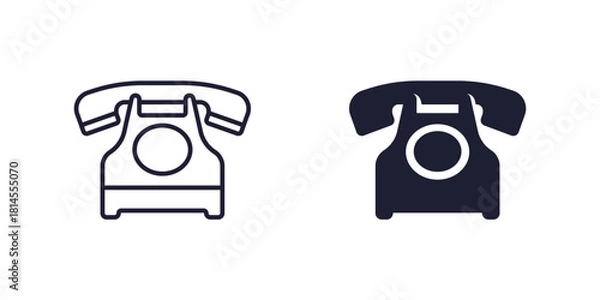 Obraz old phone icon, retro telephone line and solid design