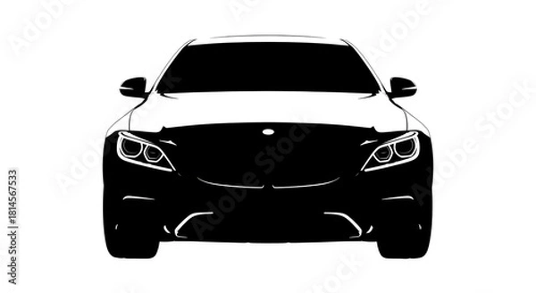 Fototapeta White outlines on black show car design. Graphic style suits posters, automotive branding, or digital backdrops.