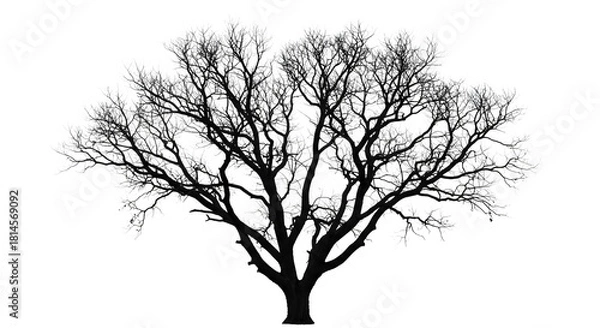 Obraz Black & White Tree Illustration shows winter, nature. Use for posters, branding, backgrounds.