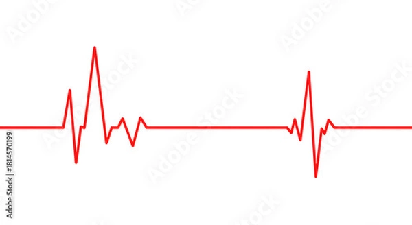 Obraz Red EKG heart beat line on black displays heart monitoring, emergency medical branding, or a health awareness poster.